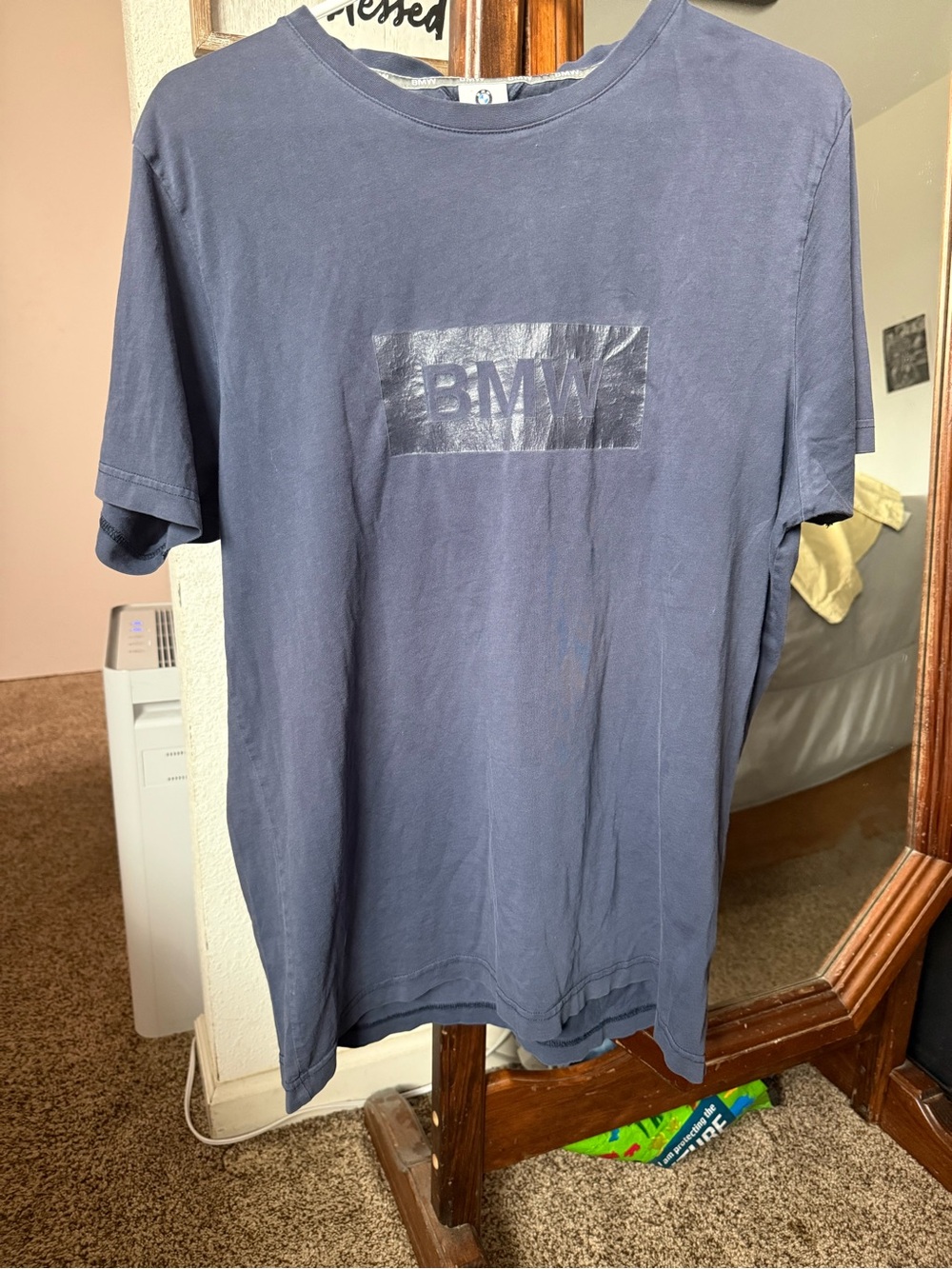BMW Men’s Navy Distressed Super Soft Logo Tee